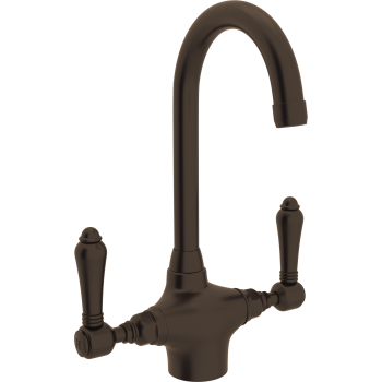 Single Hole C-Spout Bar Faucet in Tuscan Brass w/Metal Levers
