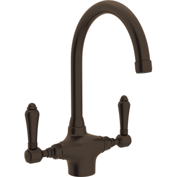Country Single Hole Kitchen Faucet in Tuscan Brass w/Metal Levers