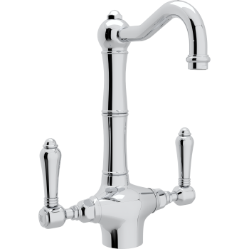 Country Single Hole Bar Faucet in Polished Chrome w/Metal Levers