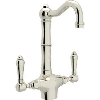 Country Single Hole Bar Faucet in Polished Nickel w/Metal Levers