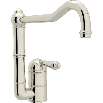 Italian Country Faucet w/11" Spout in Polished Nickel w/Metal Lever