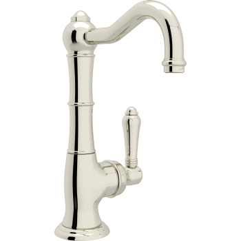 Cinquanta Single Hole Kitchen Faucet in Polished Nickel w/Metal Lever