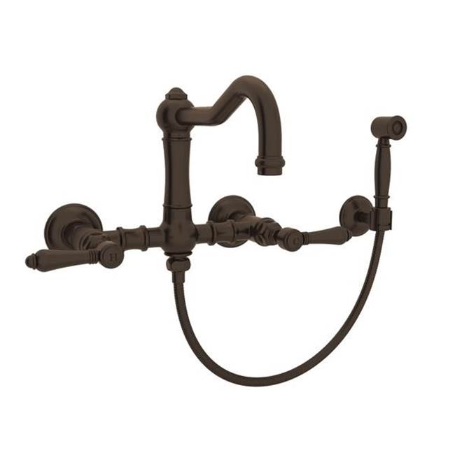 Country Bridge Faucet w/Spray & Lever Handles in Tuscan Brass