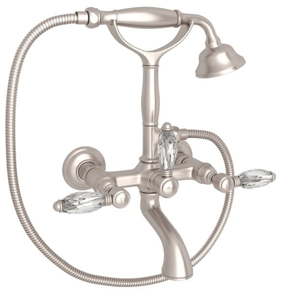 Acqui Wall Mounted Tub Faucet Plus Hand Shower In Satin Nickel