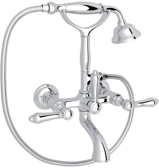 Acqui Wall Mounted Tub Faucet Plus Hand Shower In Polished Chrome