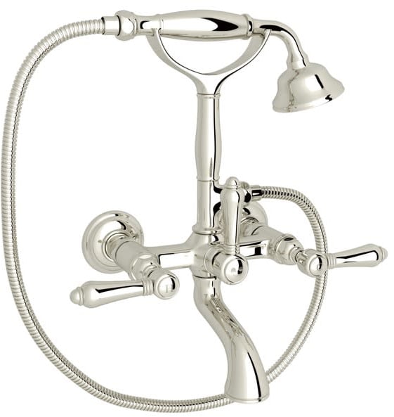 Acqui Wall Mounted Tub Faucet Plus Hand Shower In Polished Nickel
