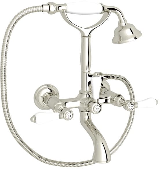 Acqui Wall Mounted Tub Faucet Plus Hand Shower In Polished Nickel