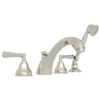 Palladian Deck Mounted Tub Faucet Plus Hand Shower In Polished Nickel