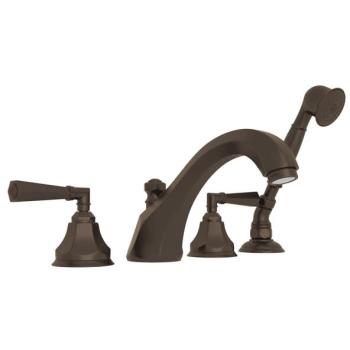 Palladian Deck Mounted Tub Faucet Plus Hand Shower In Tuscan Brass