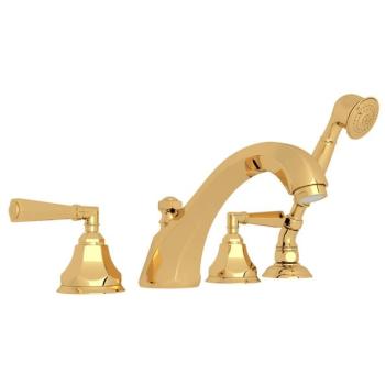 Palladian Deck Mounted Tub Faucet Plus Hand Shower In Italian Brass