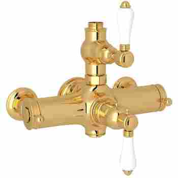 Italian Country Wall Mounted Thermostatic Valve In Italian Brass