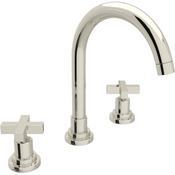 Lombardia Widespread Lav Faucet w/Cross Handles in Polished Nickel