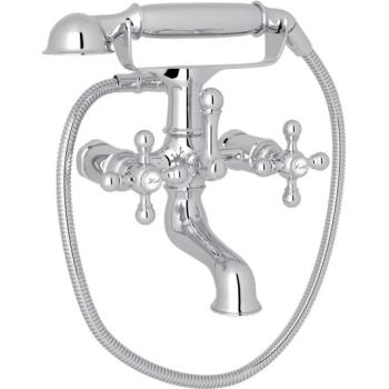 Arcana Wall Mounted Tub Faucet Plus Hand Shower In Polished Chrome