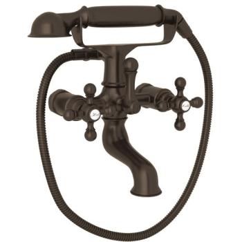 Arcana Wall Mounted Tub Faucet Plus Hand Shower In Tuscan Brass