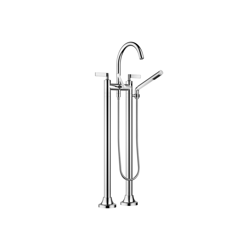 Vaia Floor Mounted Tub Faucet Plus Hand Shower In Polished Chrome
