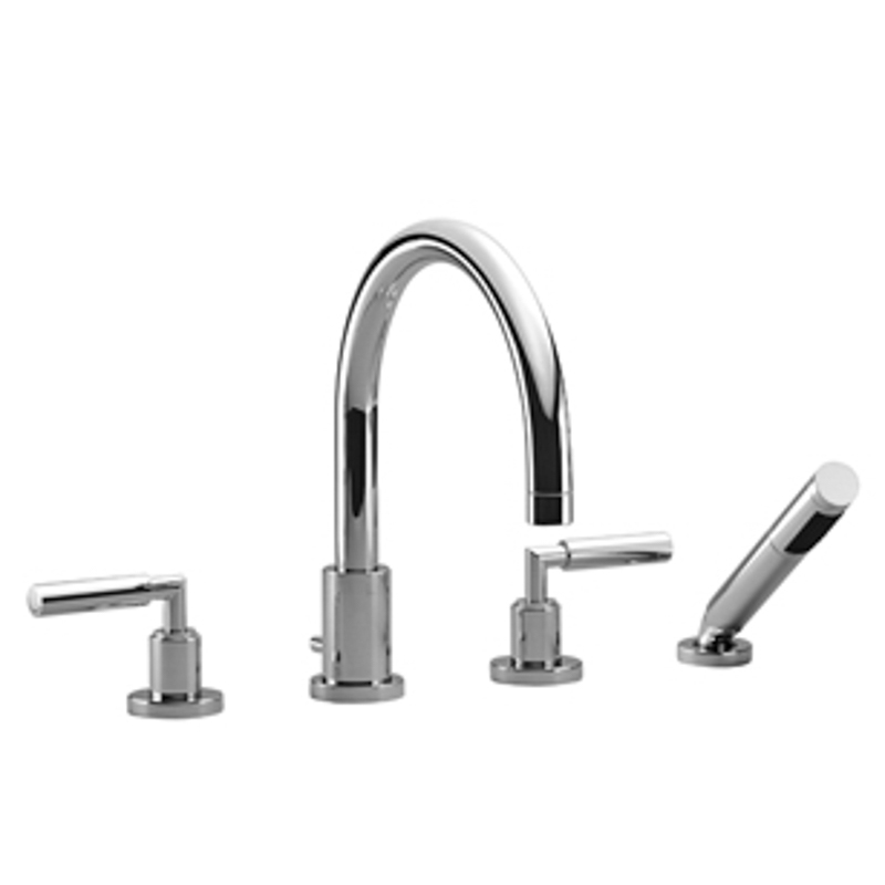 Tara. Deck Mounted Tub Faucet Plus Hand Shower In Polished Chrome