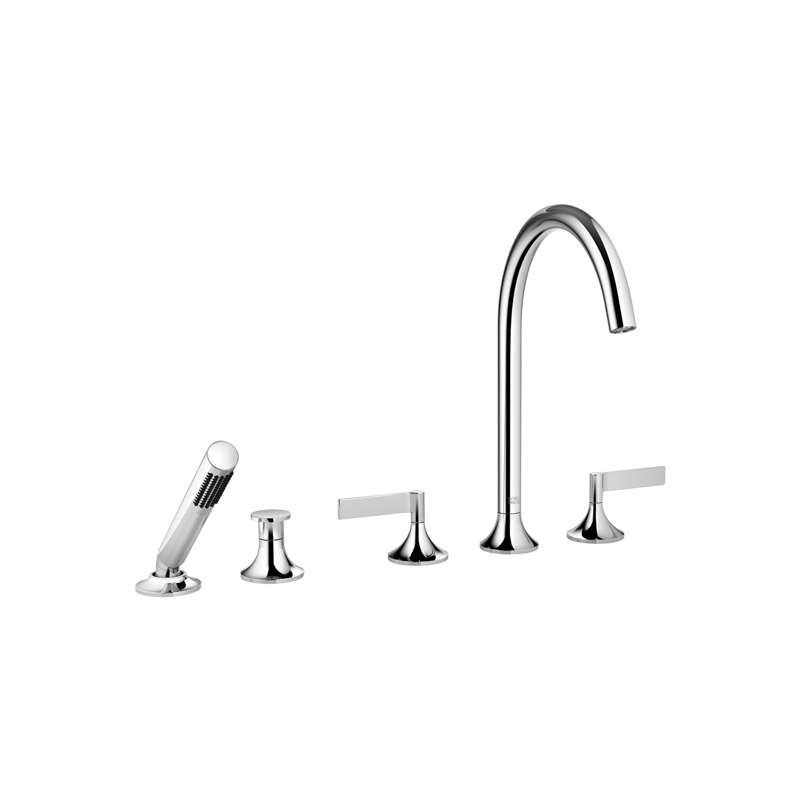 Vaia Deck Mounted Tub Faucet Plus Hand Shower In Polished Chrome