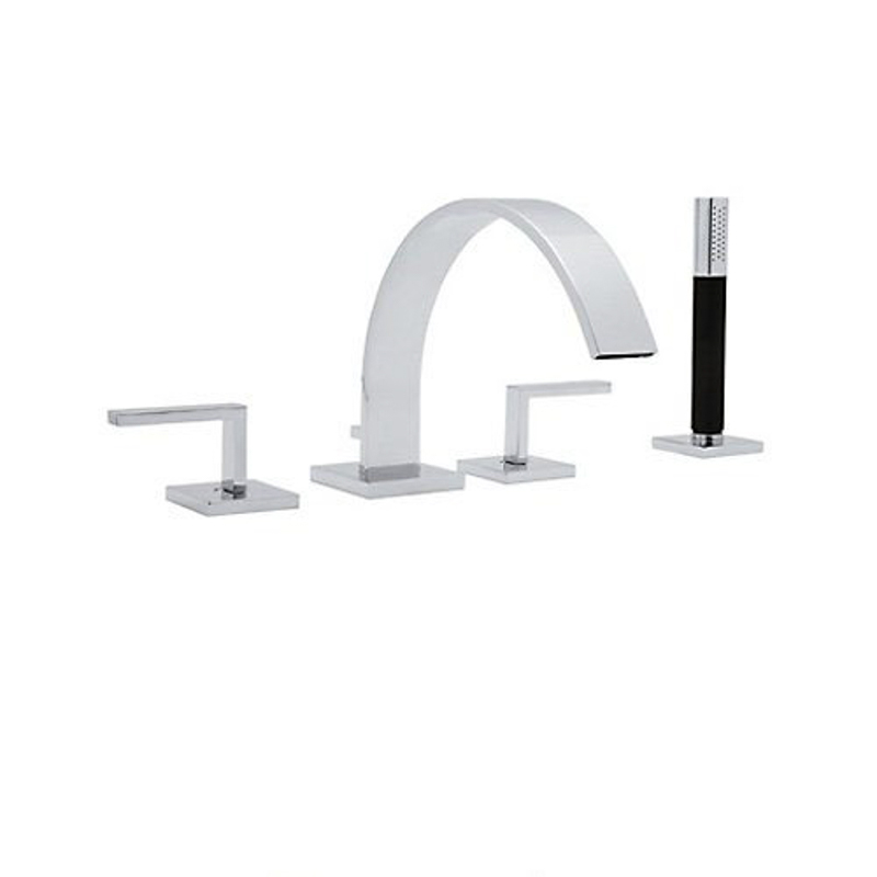 Wave Deck Mounted Tub Faucet Plus Hand Shower In Polished Chrome