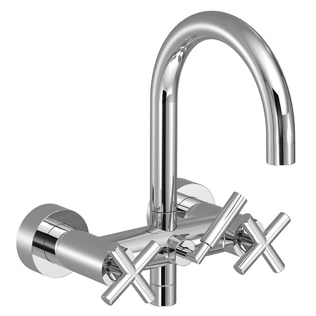 Tara. Wall Mounted Tub Faucet Less Hand Shower In Polished Chrome