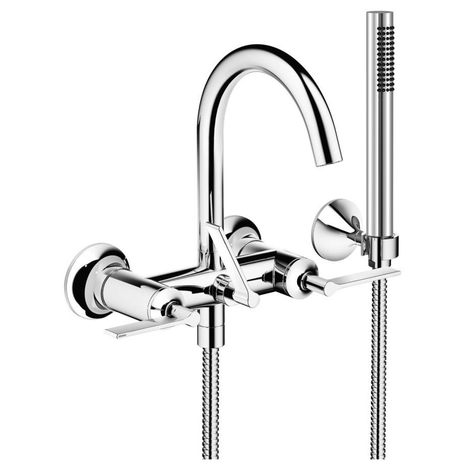 Vaia Wall Mounted Tub Faucet Plus Hand Shower In Polished Chrome