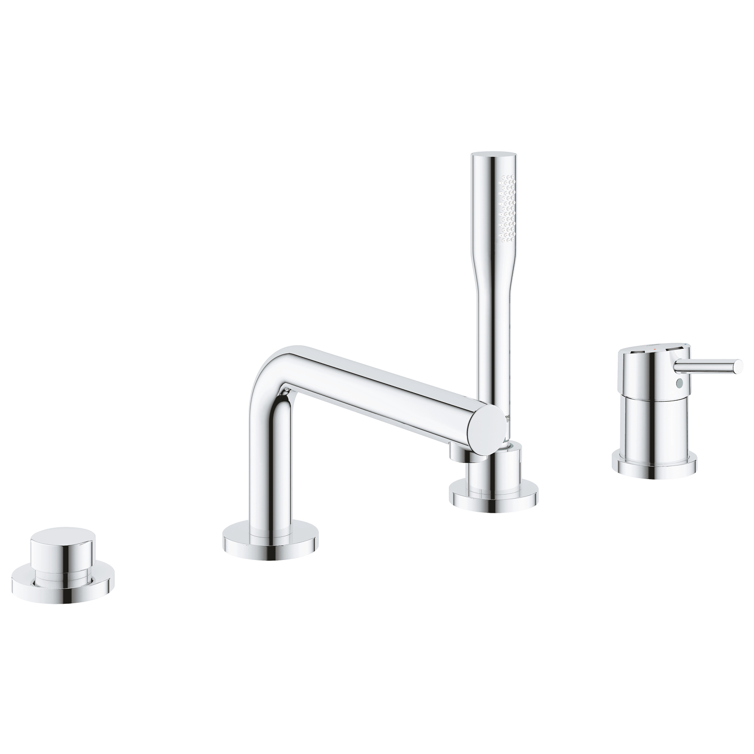 Concetto Deck Mounted Tub Faucet Plus Hand Shower In StarLight Chrome