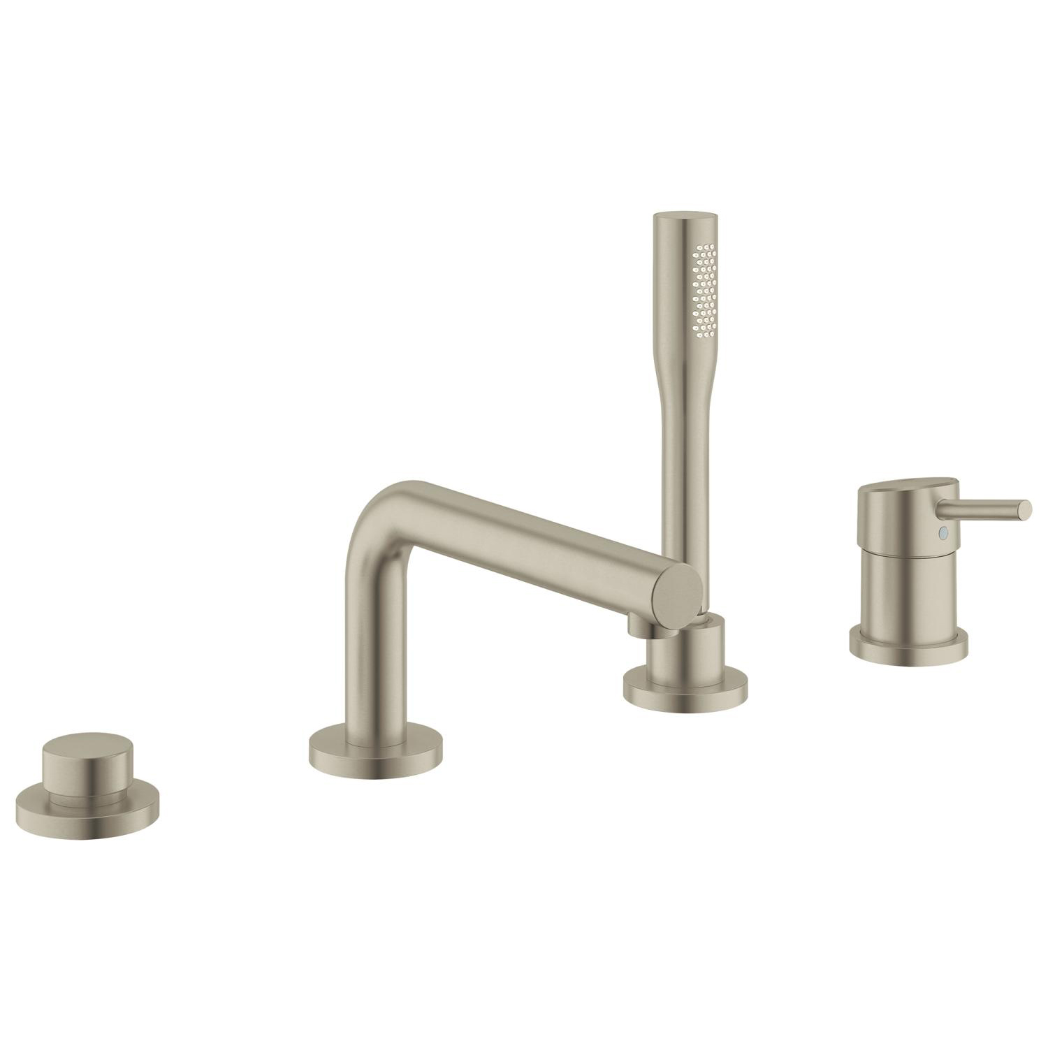 Concetto Deck Mounted Tub Faucet Plus Hand Shower In Brushed Nickel
