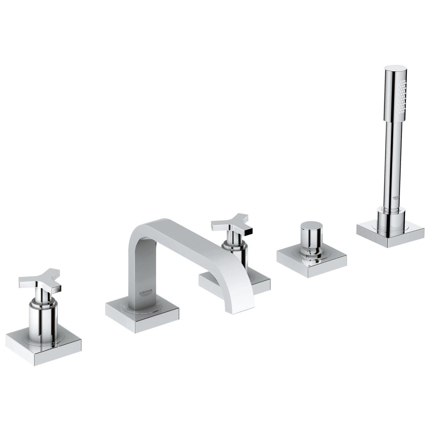 Allure Deck Mounted Tub Faucet Plus Hand Shower In StarLight Chrome