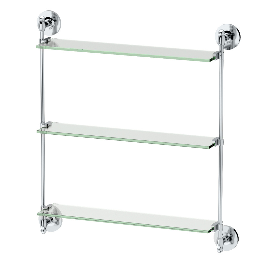 Premier 23-3/4x25-1/4" 3-Tier Adjustable Glass Shelf, Chrome