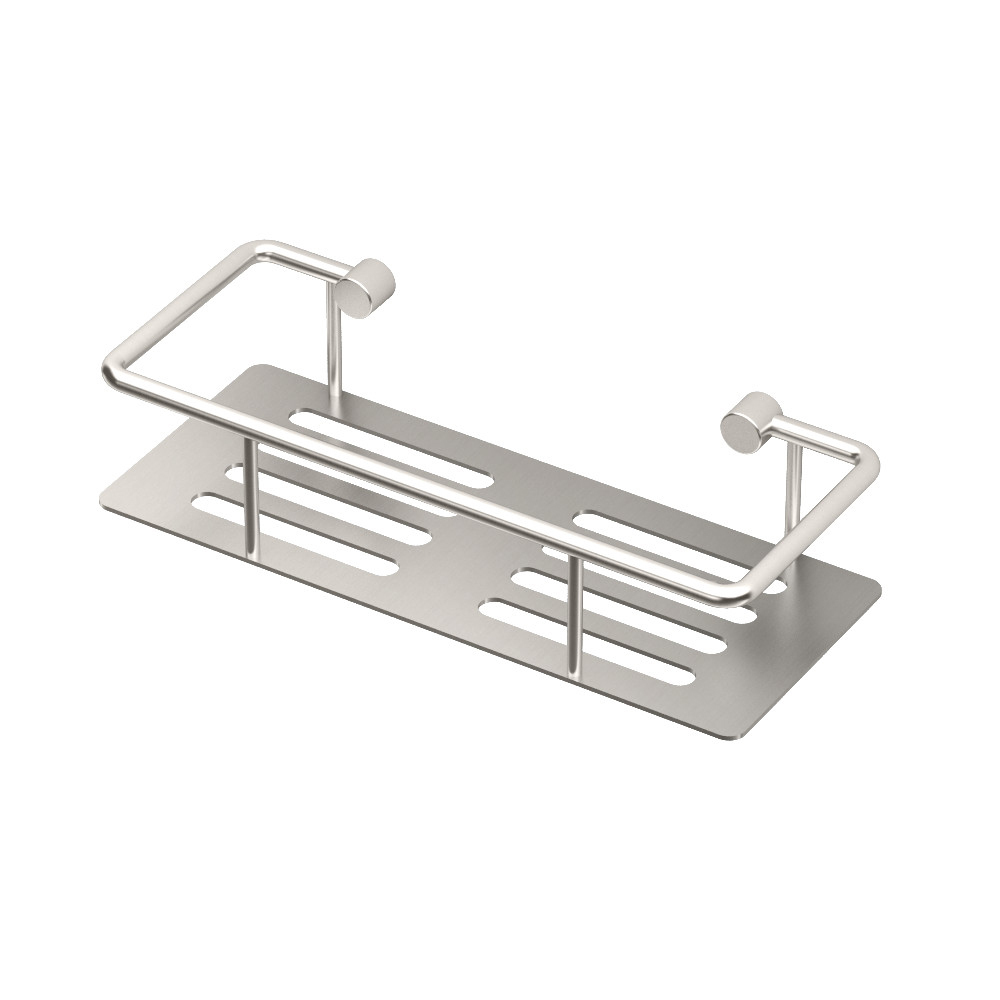 Elegant 10x4x2-1/2" Shower Shelf with Rails in Satin Nickel
