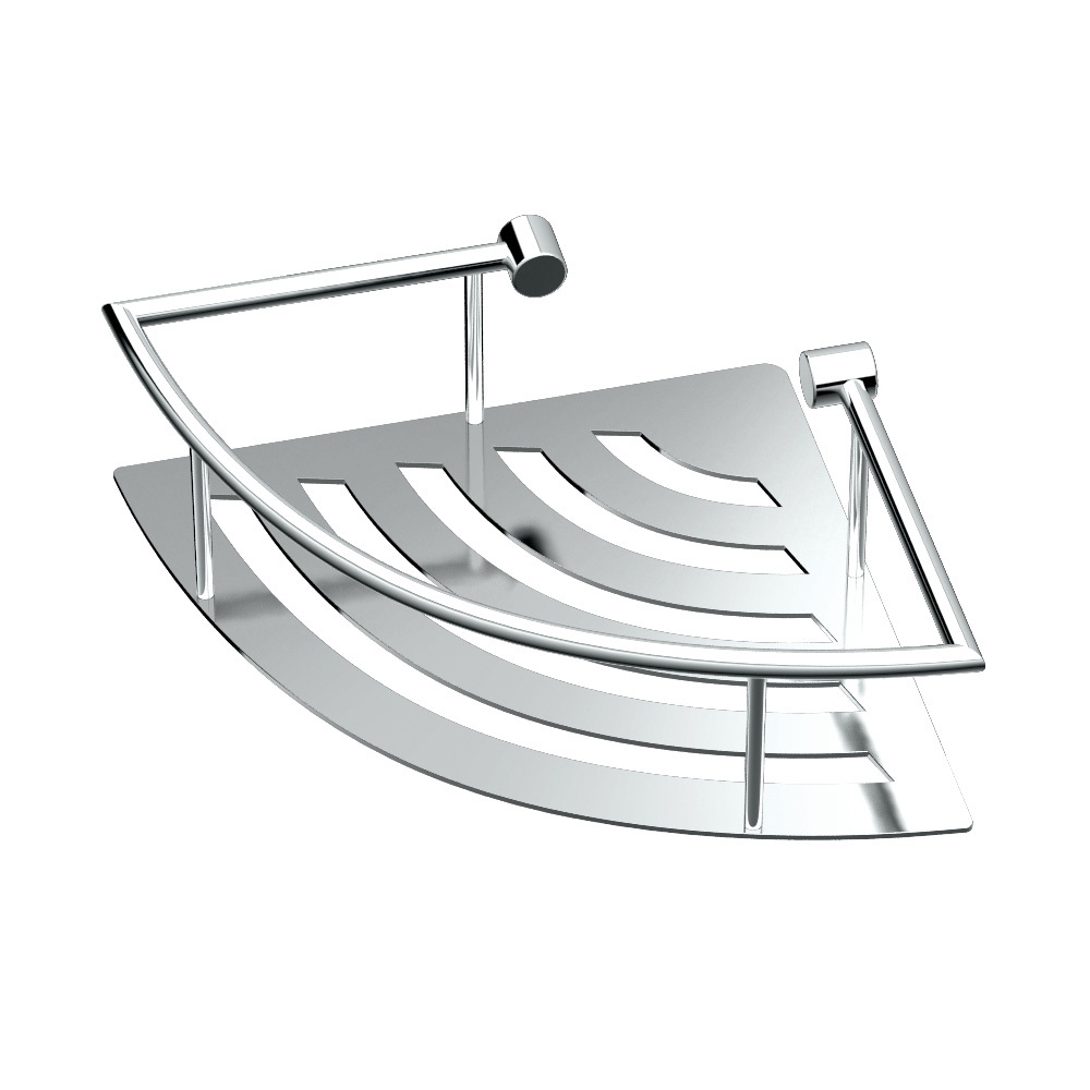 Elegant 11" Corner Shower Shelf with Rails in Chrome