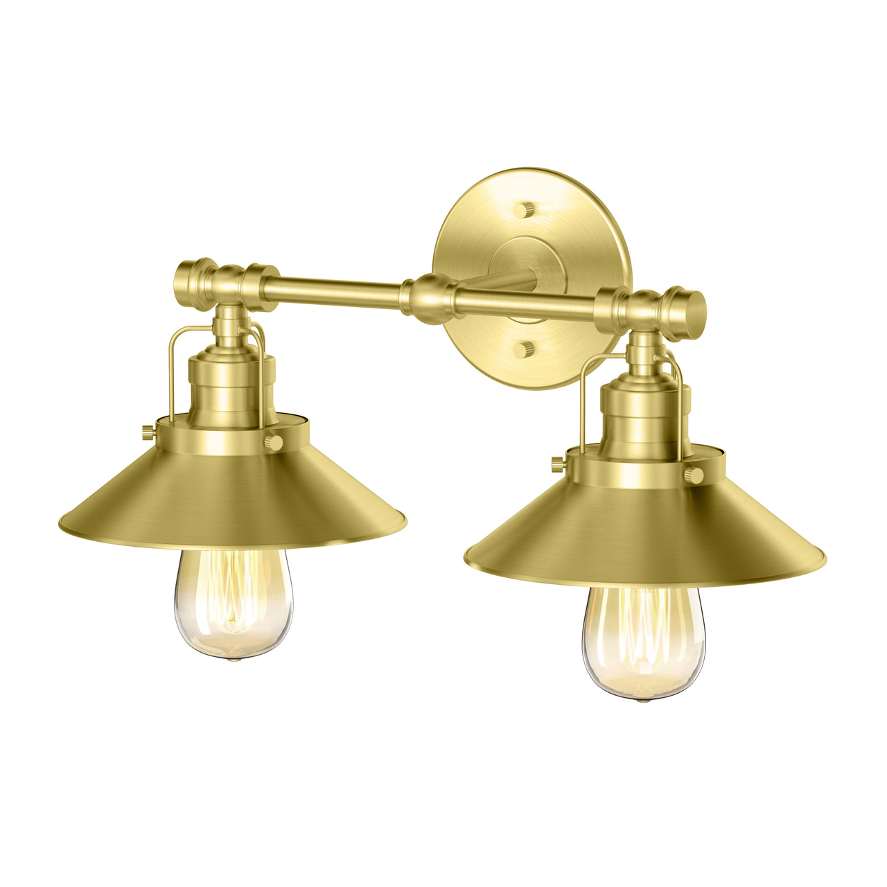 Modern Farmhouse Retro Double Light Sconce in Brushed Brass