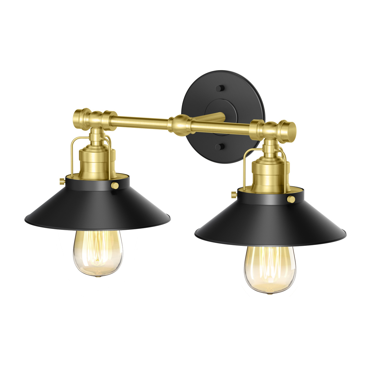 Modern Farmhouse Retro Double Light Sconce in Black/Brass