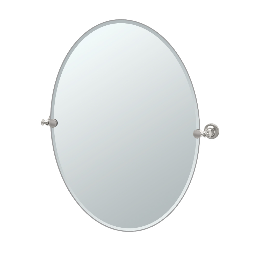 Tavern 19-1/2x26-1/2" Tilt Frameless Oval Mirror Satin Nkl