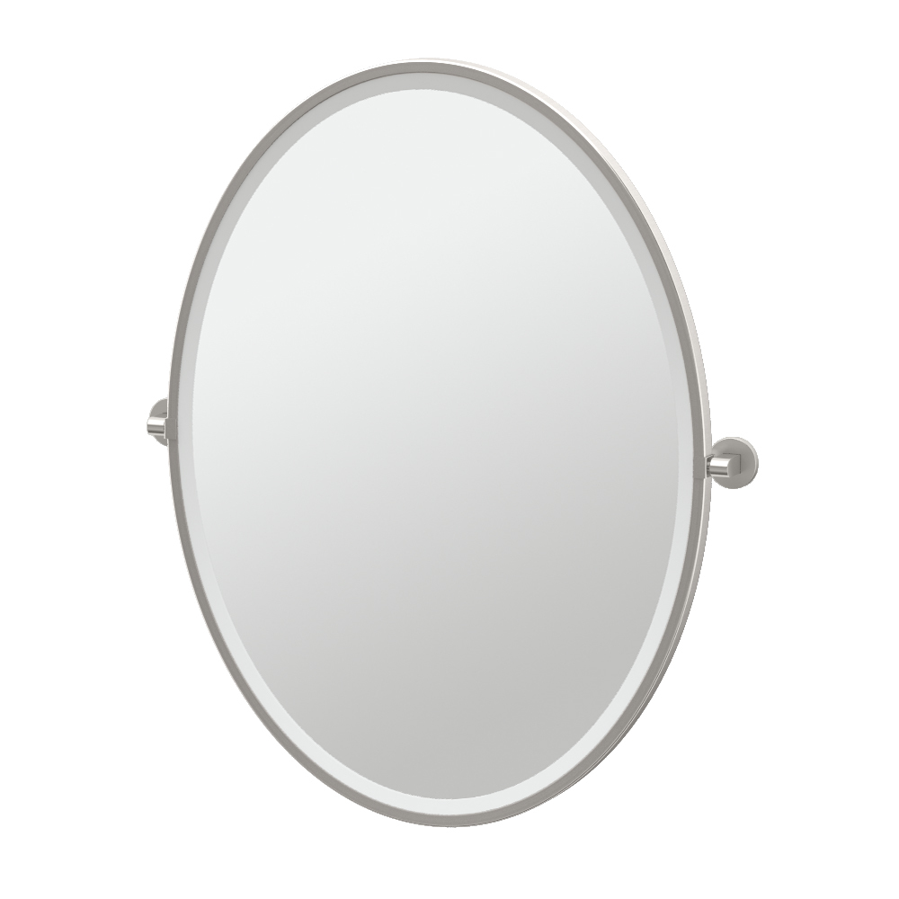 Zone 19-1/2x26-1/2" Tilting Frameless Oval Mirror in Nickel