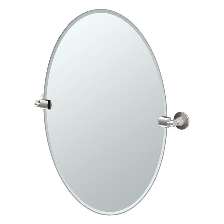 Max 19-1/2x26-1/2" Tilting Frameless Oval Mirror in Nickel