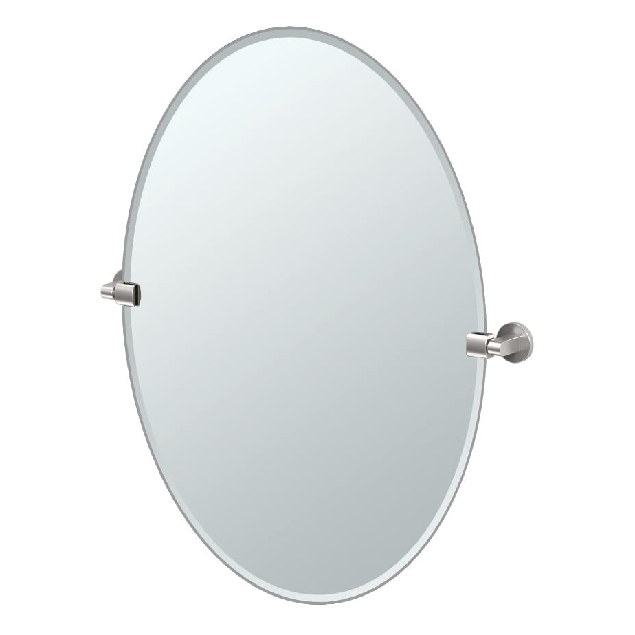 Zone 24x32" Tilting Frameless Large Oval Mirror in Nickel