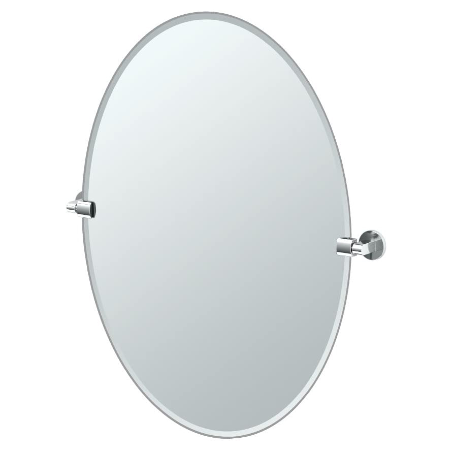 Zone 24x32" Tilting Frameless Large Oval Mirror in Chrome