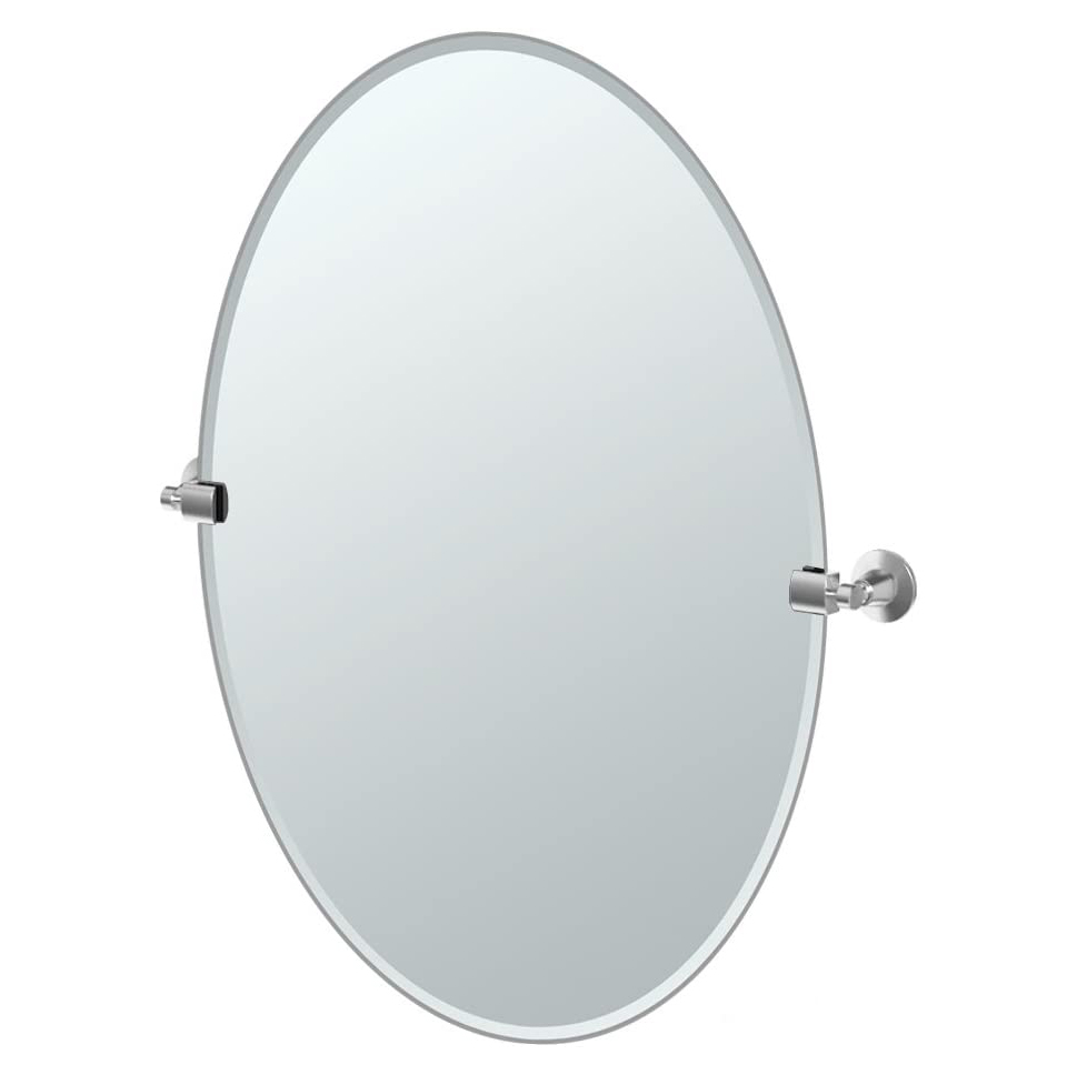 Max 24x32" Tilting Frameless Large Oval Mirror in Nickel