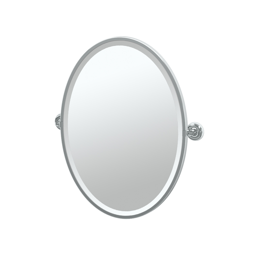 Designer II 20-1/2x27-1/2" Pivot Framed Oval Mirror, Chrome