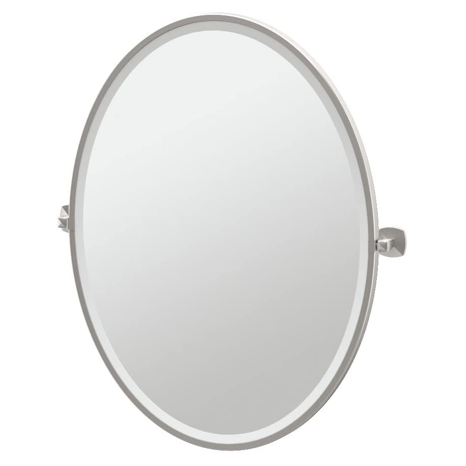 Jewel 25x33" Pivoting Framed Large Oval Mirror in Nickel