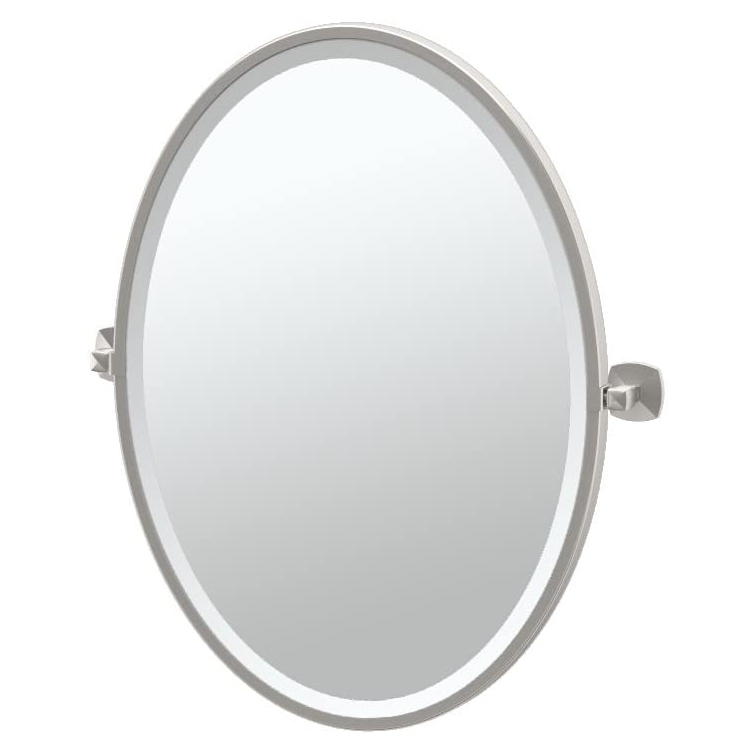 Jewel 20-1/2x27-1/2" Pivoting Framed Oval Mirror in Nickel