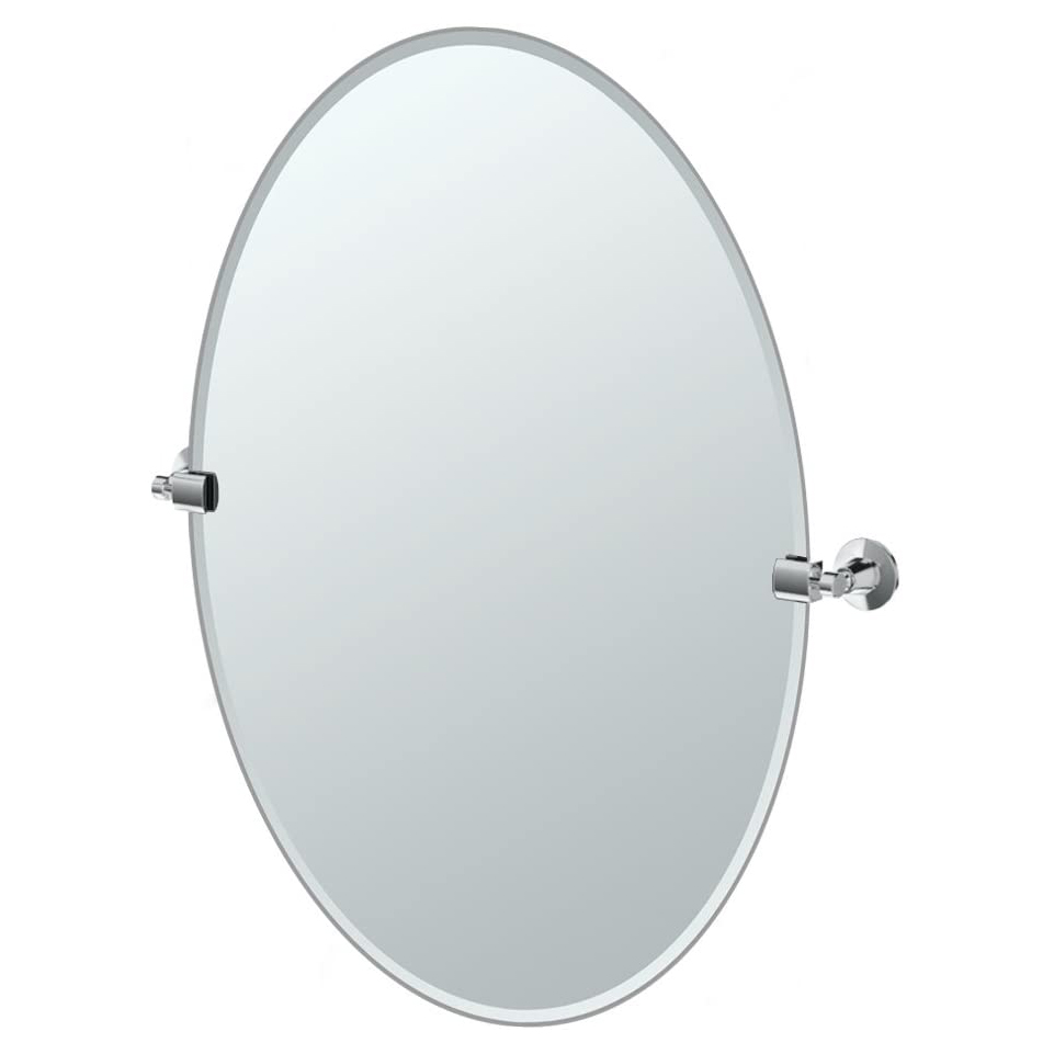 Max 24x32" Tilting Frameless Large Oval Mirror in Chrome