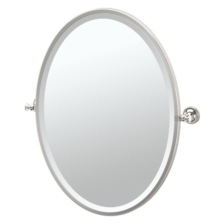 Tavern 20-1/2x27-1/2" Pivot Framed Oval Mirror in Pol Nickel