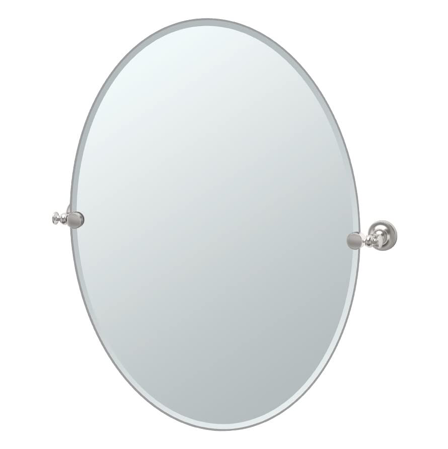 Tavern 24x32" Tilt Frameless Large Oval Mirror, Satin Nickel