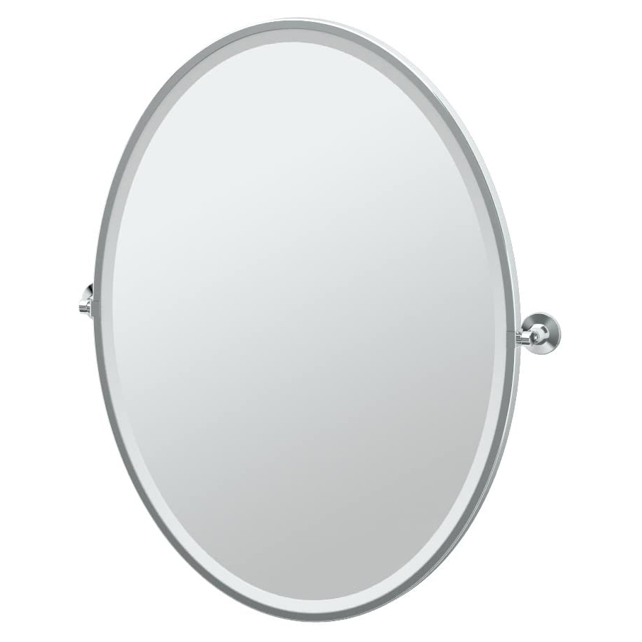 Max 25x33" Pivoting Framed Large Oval Mirror in Chrome