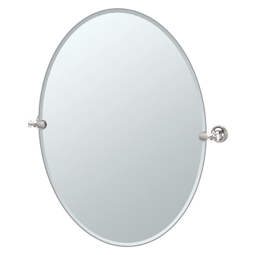 Tavern 24x32" Tilt Frameless Large Oval Mirror in Pol Nickel