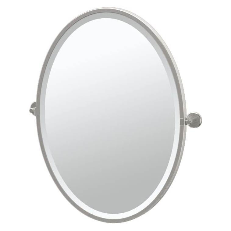 Latitude2 20-1/2x27-1/2" Pivoting Framed Oval Mirror, Nickel