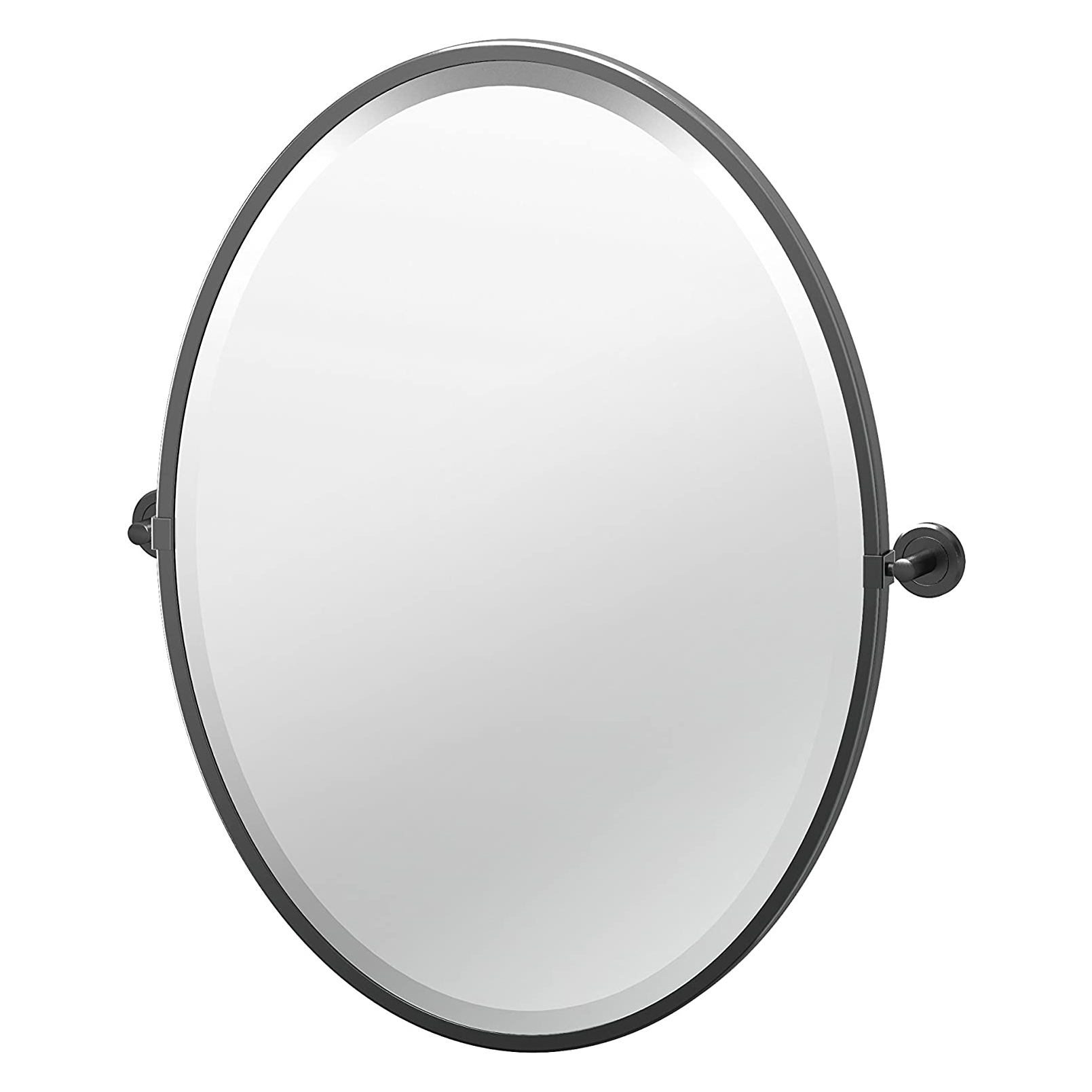 Latitude2 20-1/2x27-1/2" Pivoting Framed Oval Mirror, Black