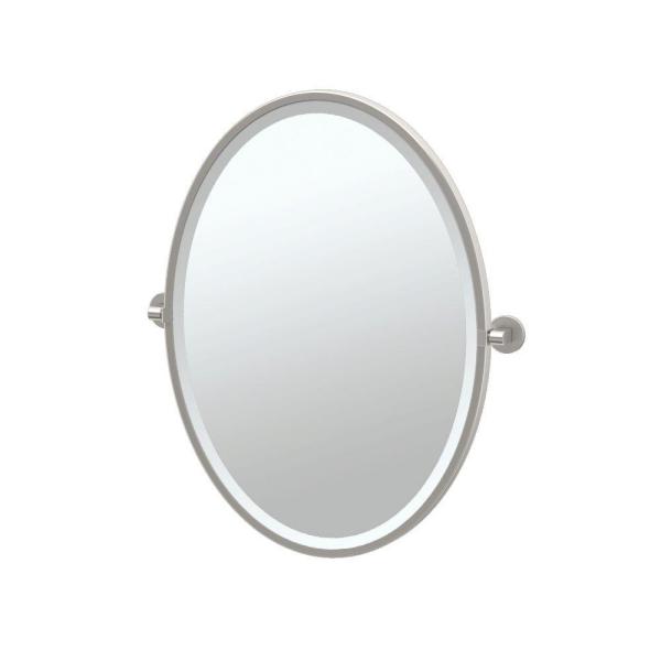 Zone 20-1/2x27-1/2" Pivoting Framed Oval Mirror in Nickel