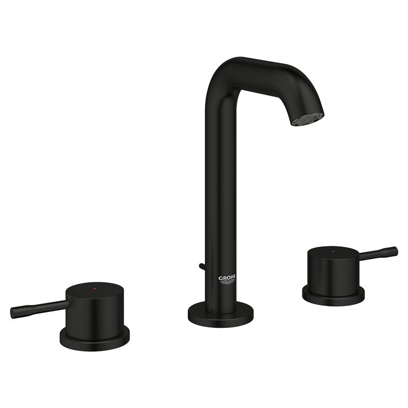 Essence Widespread M-Size Lav Fct w/Lever Hdls & Drn in Matte Black 1.2 gpm